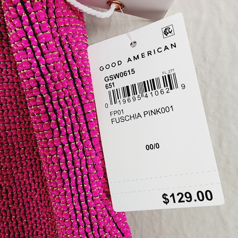 Good American Always Fit Sculpt Mini Dress NWT Fuchsia Pink Ribbed Size 00 0 XS - Picture 11 of 13